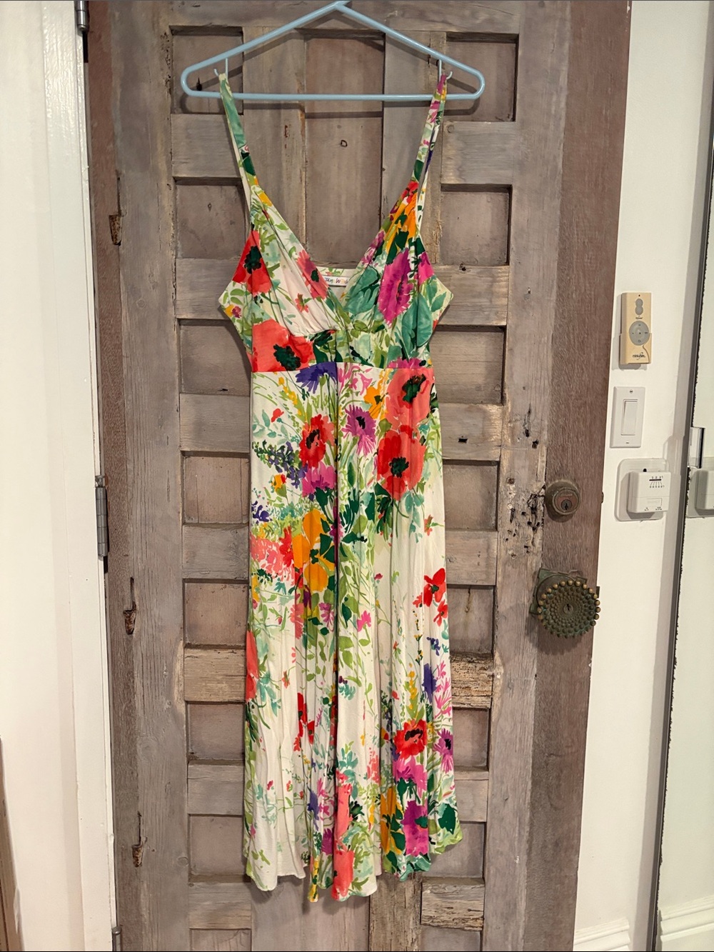 Jams World white Multi Floral V-Neck Spaghetti Strap Midi Dress